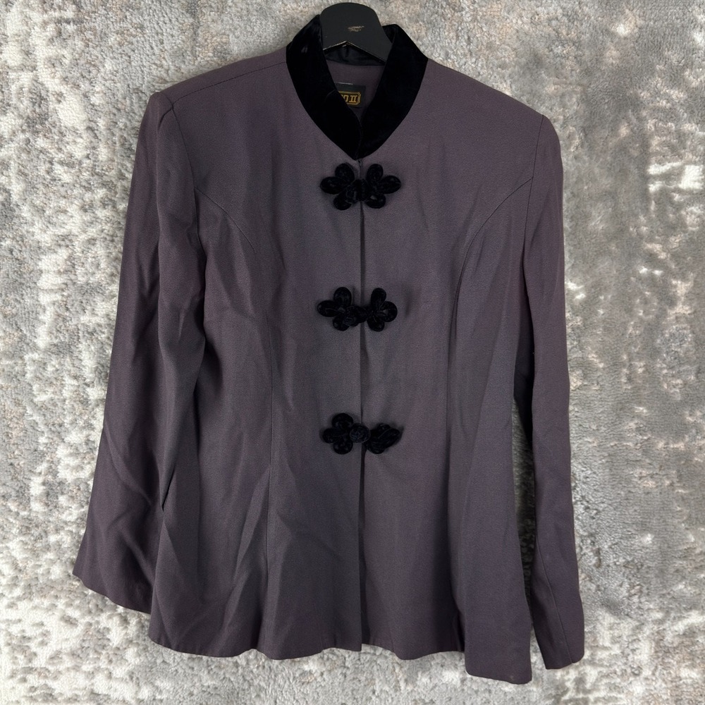 Virgo II Size 10 Mandarin Collar Jacket Purple Button Long Sleeve USA